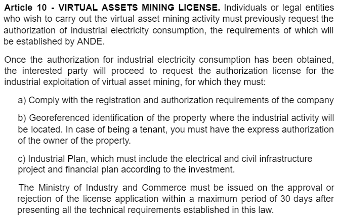 The proposed bill would require bitcoin miners to acquire a license to operate.