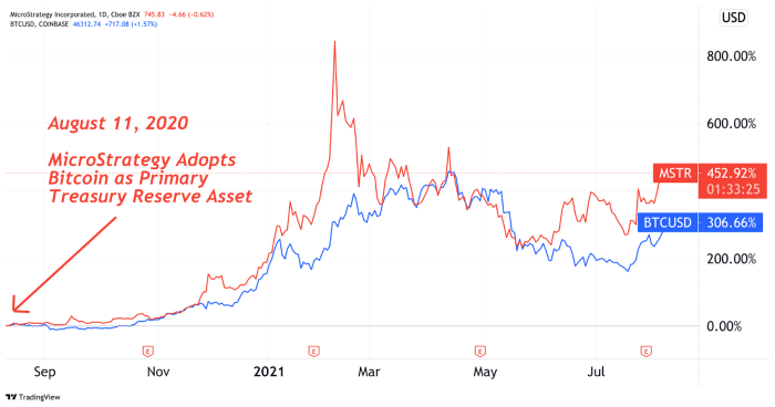 MSTR And BTC One-Year Performance