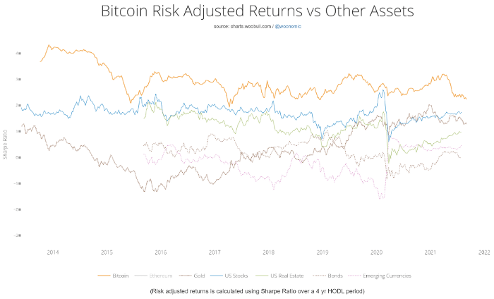 Chart 2. Bitcoin Risk Adjusted Returns versus Other Assets.